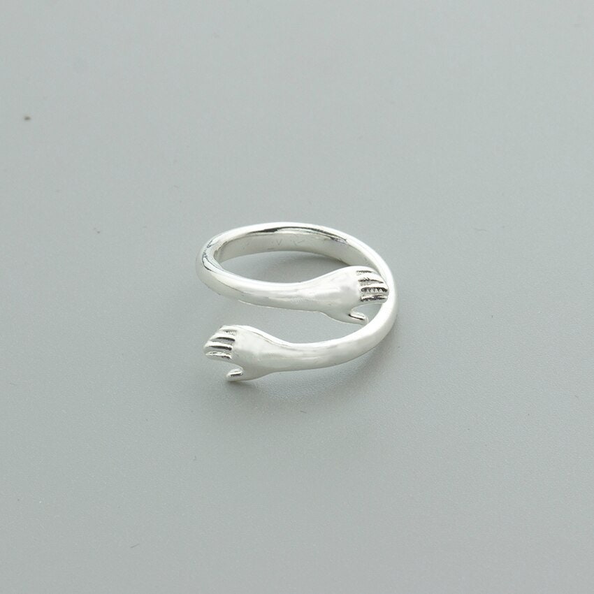 Punk Hug Wrap Arms, 18K Gold Gothic Stackable Ring, Dainty Minimalist Jewelry, Delicate Handmade for Women, Gift for Her