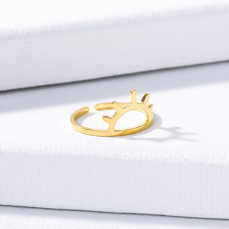 Boho Cute Sun, 18K Gold Yogi Stackable Ring, Dainty Minimalist Jewelry, Delicate Handmade for Women, Gift for Her