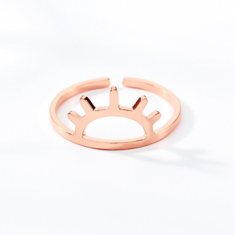 Boho Cute Sun, 18K Gold Yogi Stackable Ring, Dainty Minimalist Jewelry, Delicate Handmade for Women, Gift for Her