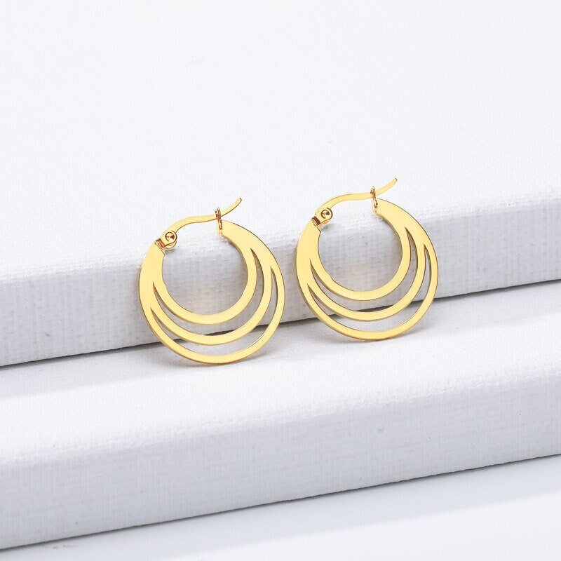 Boho Hippie Hoops, 18K Gold Everyday Earrings, Dainty Minimalist Jewelry, Delicate Handmade Simple Accessories for Women, Gift for Her