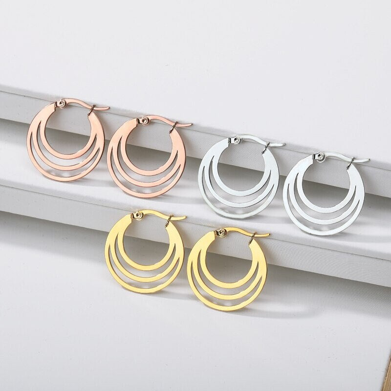 Boho Hippie Hoops, 18K Gold Everyday Earrings, Dainty Minimalist Jewelry, Delicate Handmade Simple Accessories for Women, Gift for Her