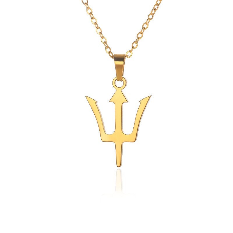 18K Gold Trident Necklace, Greek Mythology Necklace for Women, Gift for Her