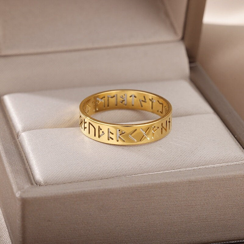 Nordic Viking Rune, 18K Gold Ring, Dainty Minimalist Accessories, Delicate Handmade Jewelry for Women, Gift for Her