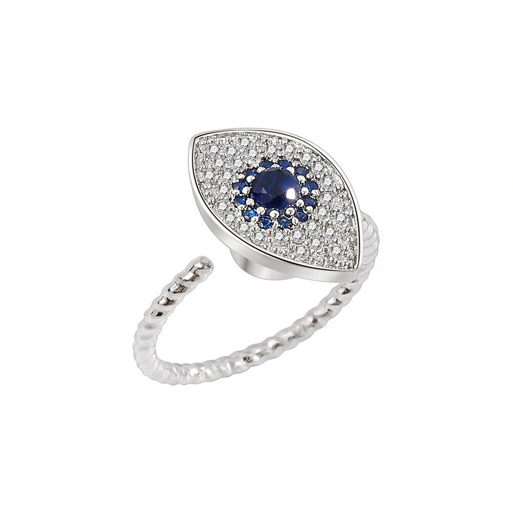 Anxiety Ring, Anti Stress Ring, Evil Eye Ring, Spinner Ring, 18K Gold Evil Eye Ring for Women, Gift for Her