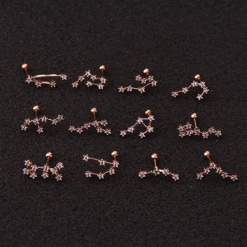 Constellation Studs Earrings, Zodiac Earrings, Horoscope Earrings for Women, Gift for Her