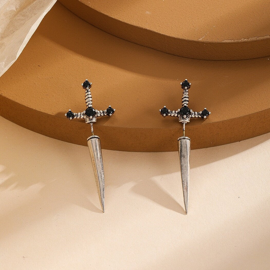 Gothic Sword Earrings, Punk Sword Earrings, Goth Dagger Earrings, Gothic Earrings for Women, Gift for Her