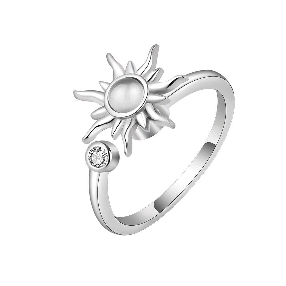 Punk Anxiety Sun Spinner, 18K Gold Ring, Gothic Dainty Minimalist Accessories, Delicate Handmade Jewelry for Women, Gift for Her