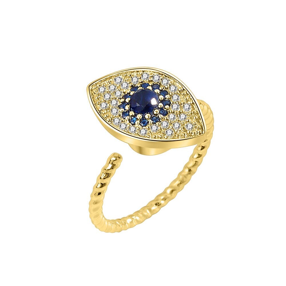 Anxiety Ring, Anti Stress Ring, Evil Eye Ring, Spinner Ring, 18K Gold Evil Eye Ring for Women, Gift for Her