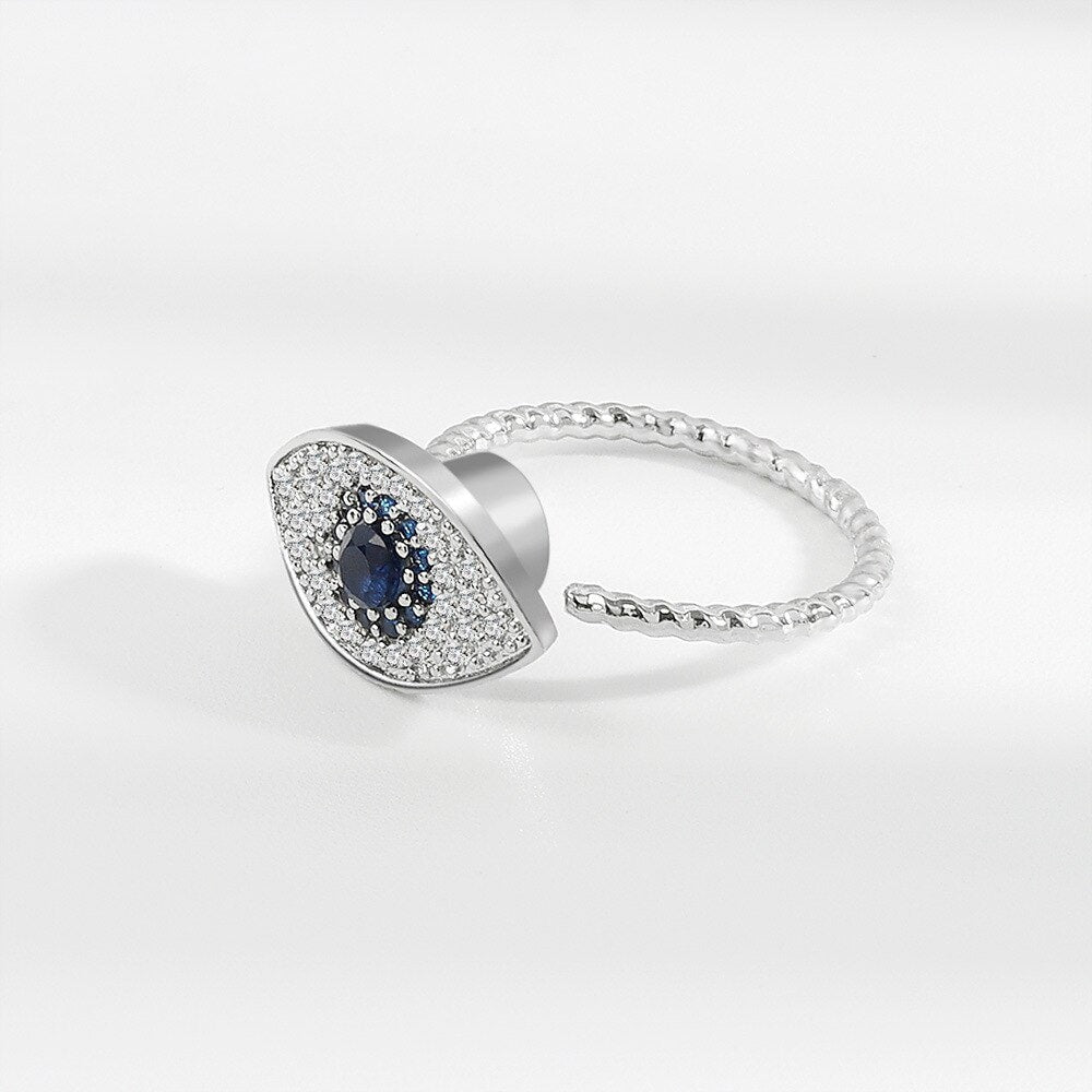 Anxiety Ring, Anti Stress Ring, Evil Eye Ring, Spinner Ring, 18K Gold Evil Eye Ring for Women, Gift for Her