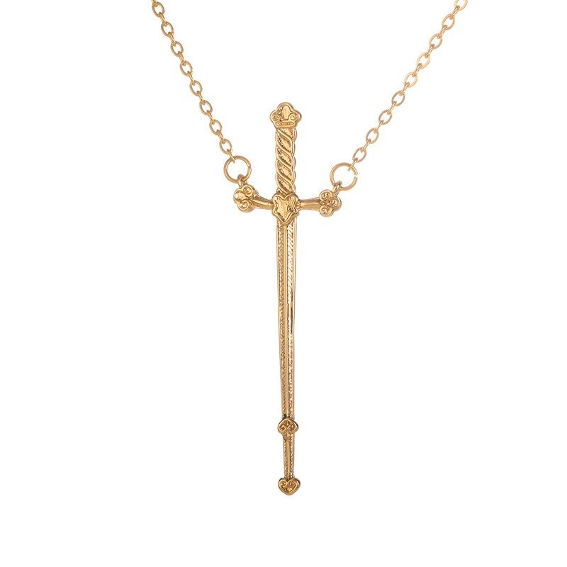 Gothic Sword Pendant, 18K Gold Sword Necklace, Punk Sword Necklace for Women, Gift for Her