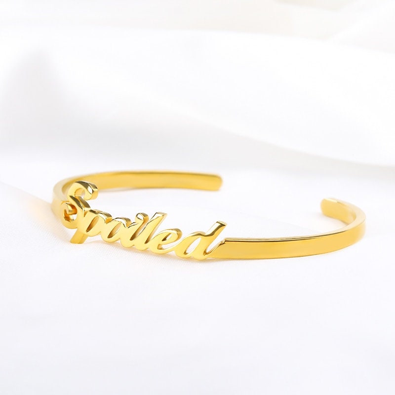 Personalized Name Bangle, Customized Name Bangle, 18K Gold Custom Bangle, Personalized Gift, Customized Gift, Gift for Her