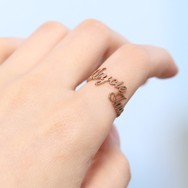 Personalized Couples Ring, Customized Couples Ring, 18K Gold Name Ring, Personalized Gift, Customized Gift, Gift for Her