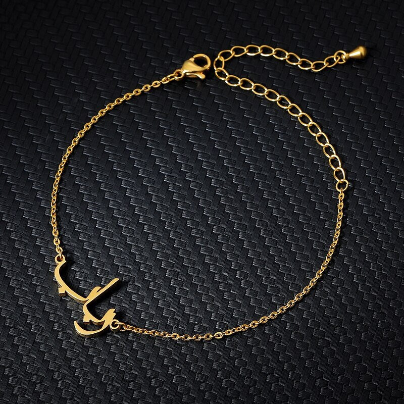Customized Arabic Name Bracelet, Dainty 18K Gold Plated Personalized Custom Kids Arabic Name Bracelet, Gift for Her