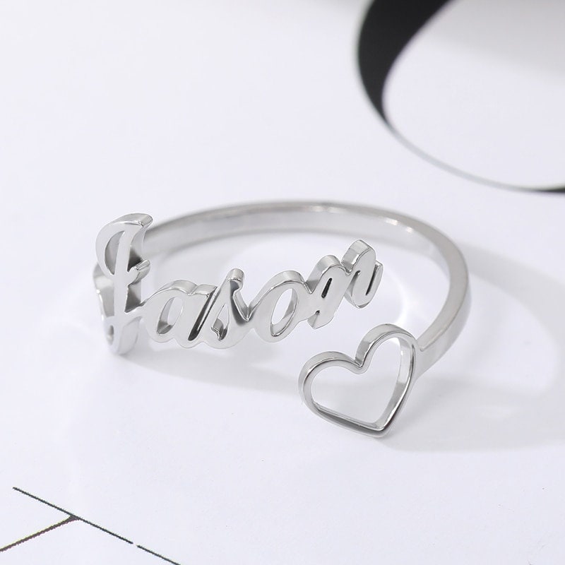 Personalized Heart Ring, Customized Heart Ring, 18K Gold Custom Heart Ring, Personalized Gift, Customized Gift, Gift for Her