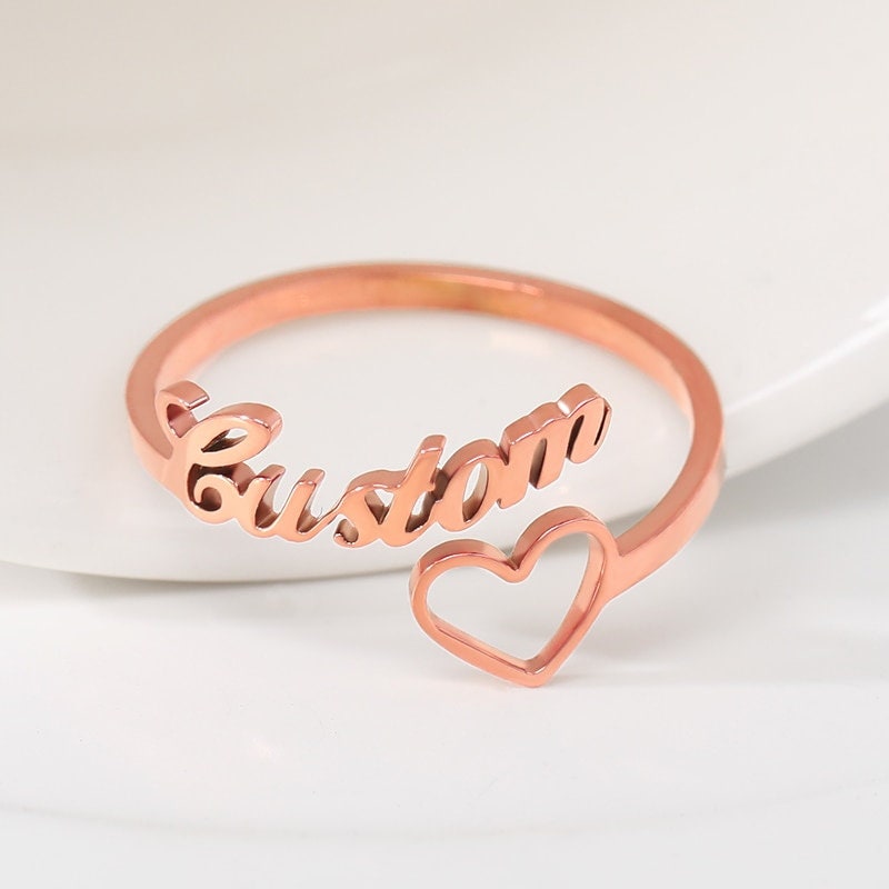 Personalized Heart Ring, Customized Heart Ring, 18K Gold Custom Heart Ring, Personalized Gift, Customized Gift, Gift for Her