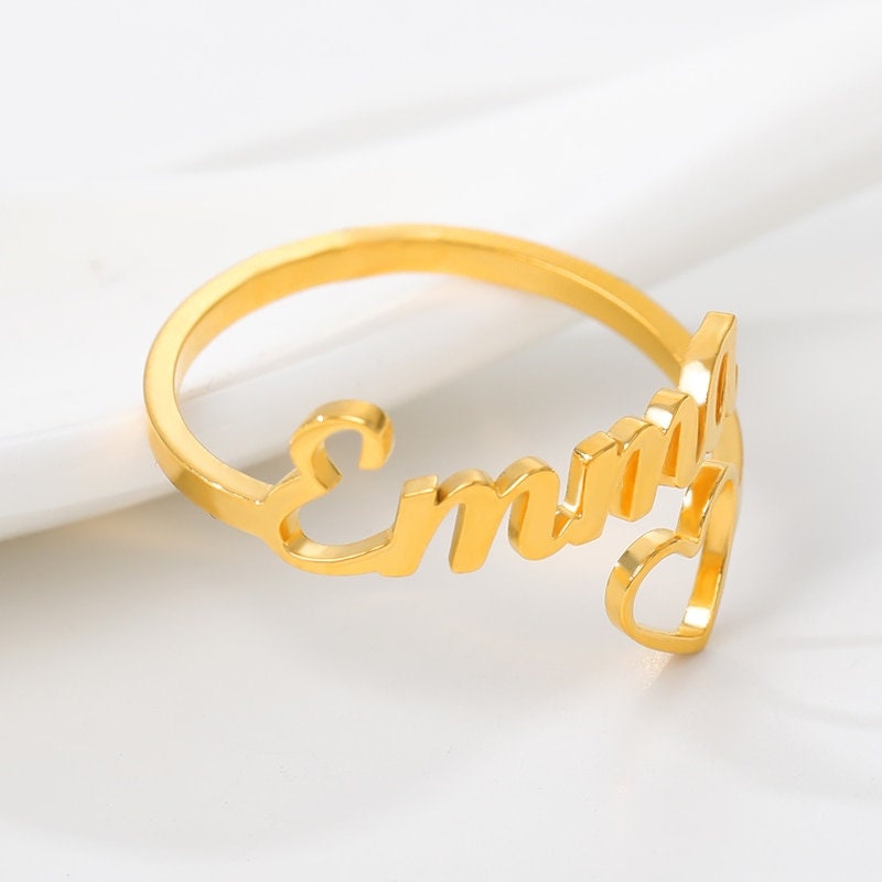 Personalized Heart Ring, Customized Heart Ring, 18K Gold Custom Heart Ring, Personalized Gift, Customized Gift, Gift for Her