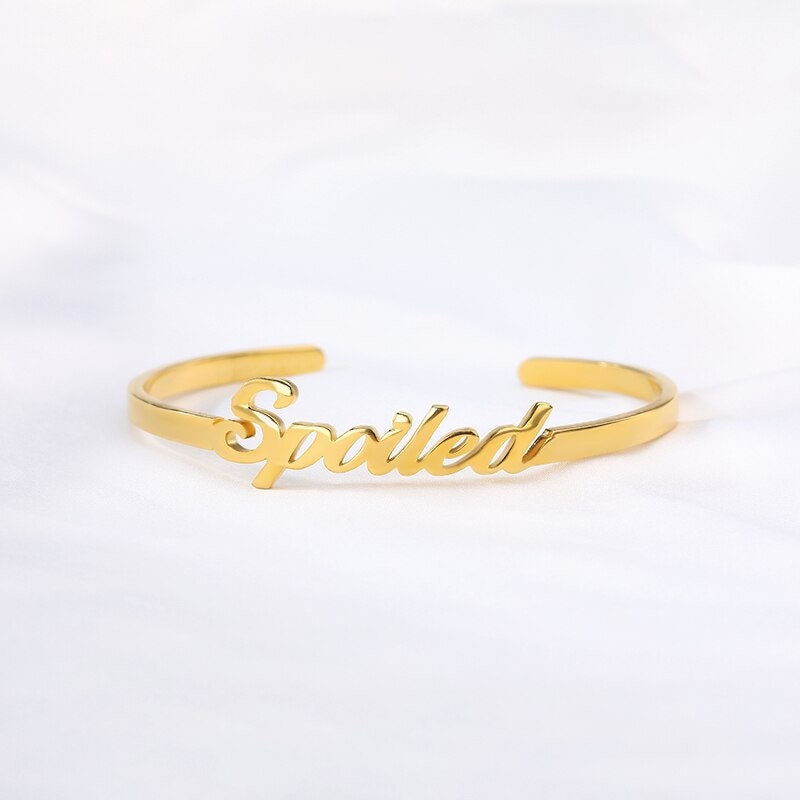 Personalized Name Bangle, Customized Name Bangle, 18K Gold Custom Bangle, Personalized Gift, Customized Gift, Gift for Her