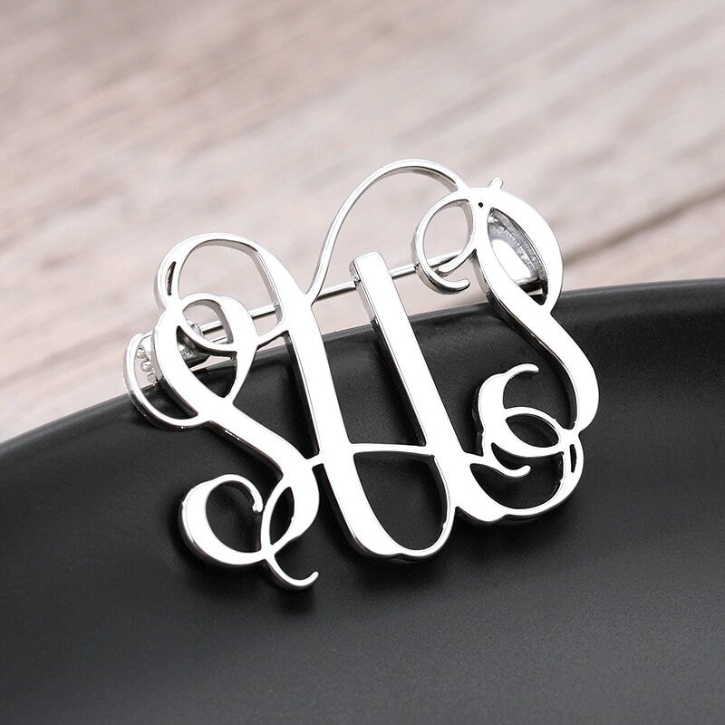 Personalized Monogram Pin, Customized Monogram Pin, 18K Gold Custom Pin, Personalized Gift, Customized Gift, Gift for Her