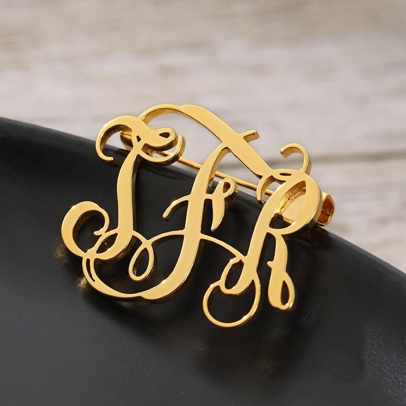 Personalized Monogram Pin, Customized Monogram Pin, 18K Gold Custom Pin, Personalized Gift, Customized Gift, Gift for Her