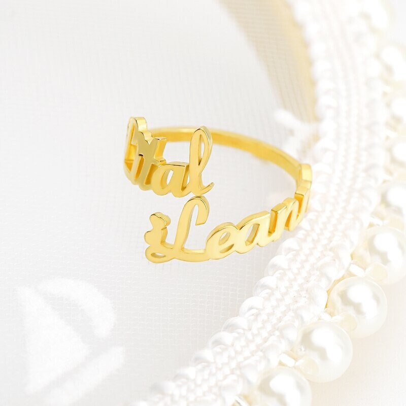 Personalized Couples Ring, Customized Couples Ring, 18K Gold Name Ring, Personalized Gift, Customized Gift, Gift for Her