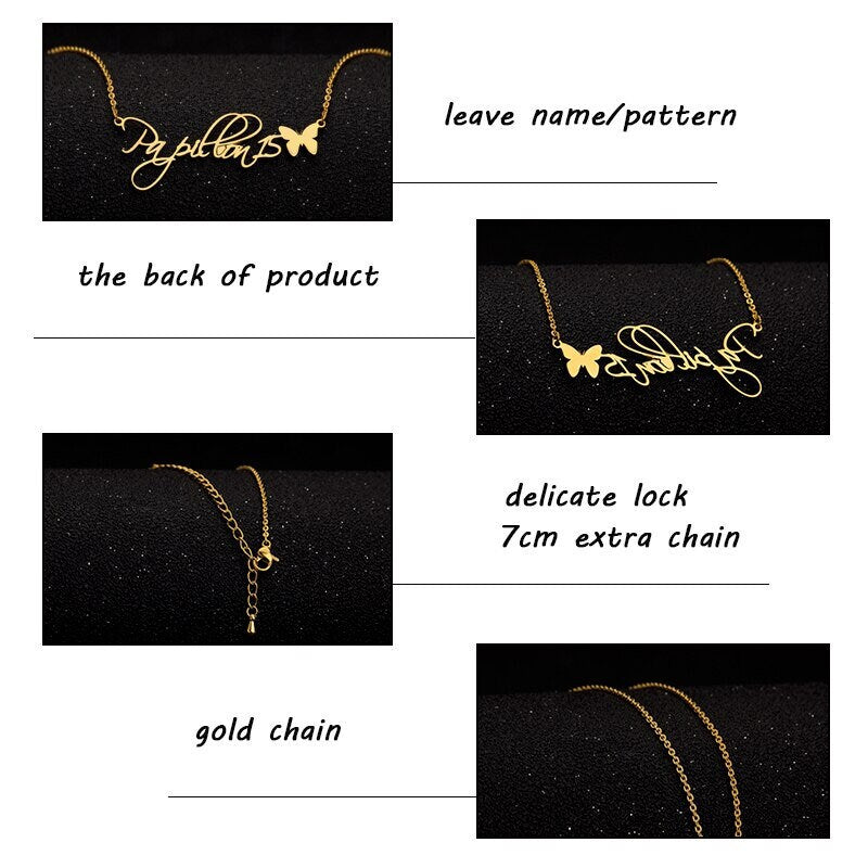 Personalized Butterfly Necklace, Customized Name Necklace, 18K Gold Butterfly Necklace, Personalized Gift, Customized Gift, Gift for Her
