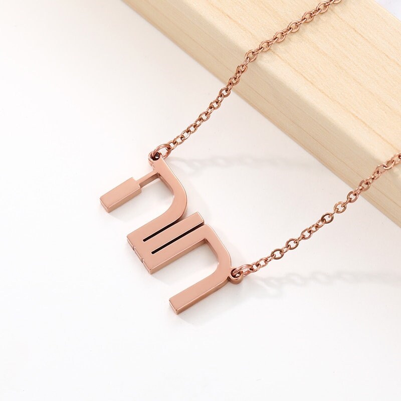 Personalized Hebrew Necklace, Customized Hebrew Necklace, 18K Gold Jewish Necklace, Personalized Gift, Customized Gift, Gift for Her