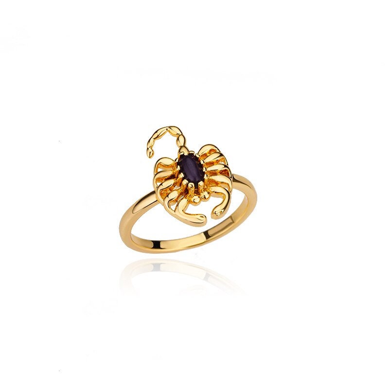 Punk Scorpion Ring, 18K Gold Scorpion Ring, Black Scorpion Ring, Punk Fashion Ring for Women, Gift for Her