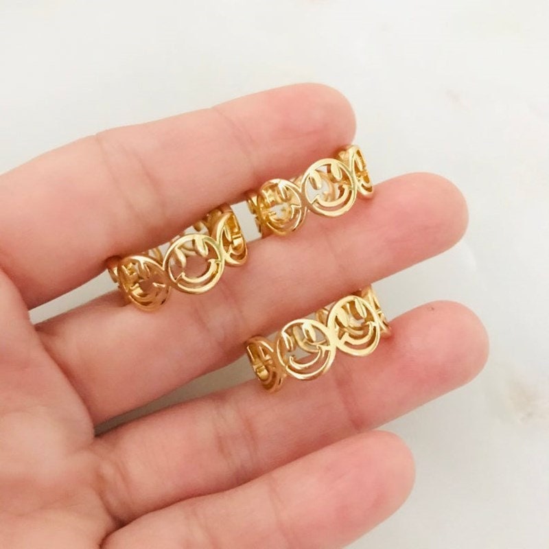 Cute Smiley Face Ring, Punk Smiley Face, 18K Gold Smiley Face Ring, Punk Fashion Ring for Women, Gift for Her