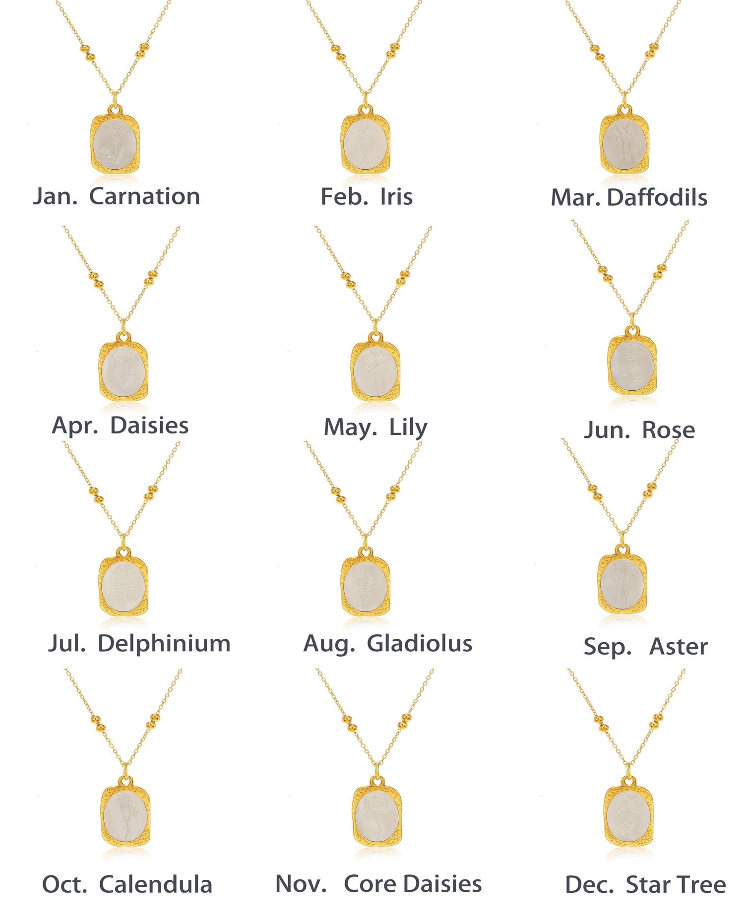 Dainty Birth Flower Pendant, Birth Flower Charm, Flower Month Pendant, 18K Gold Birth Flower Necklace, Flower Fashion Necklace for Women