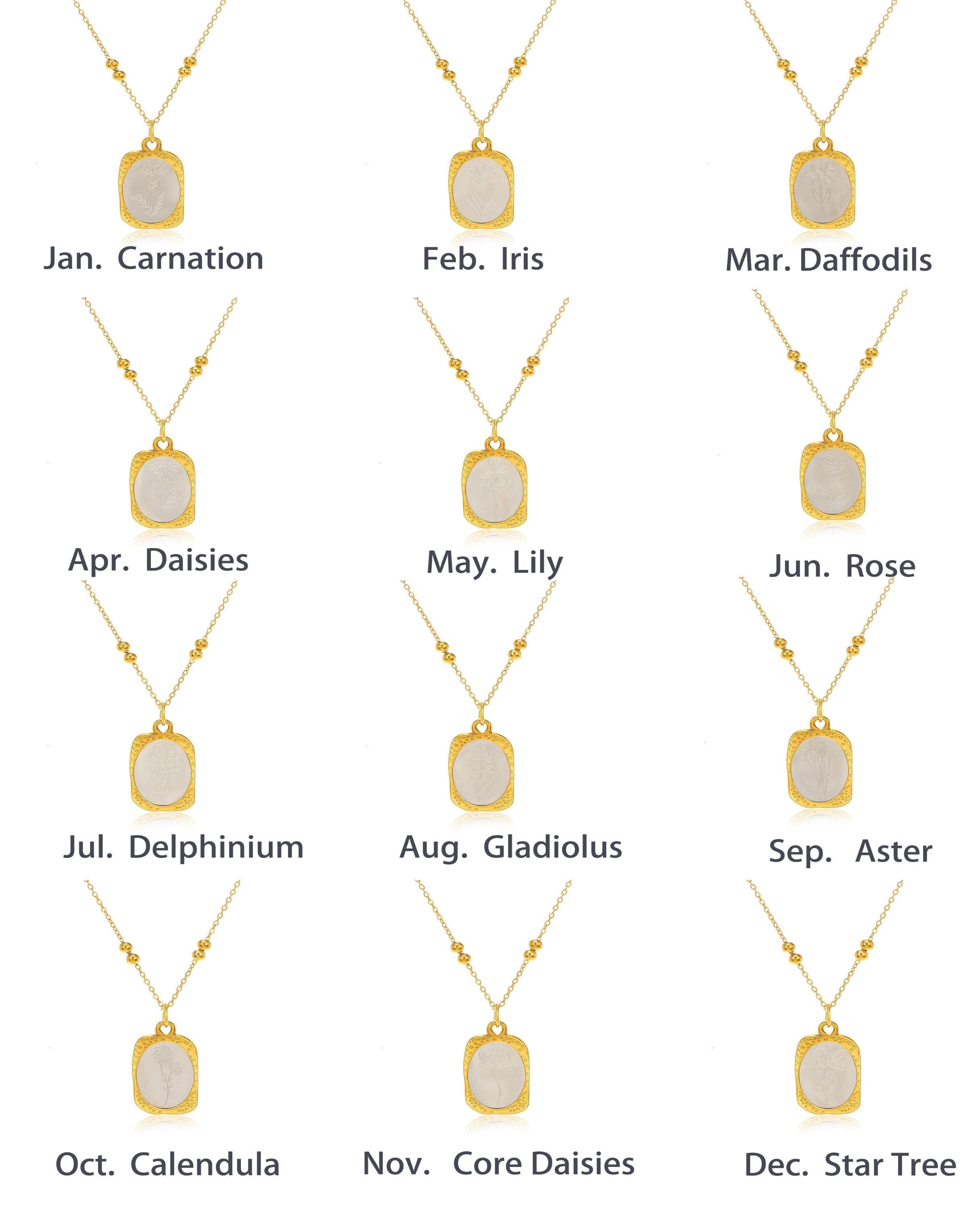 Dainty Birth Flower Pendant, Birth Flower Charm, Flower Month Pendant, 18K Gold Birth Flower Necklace, Flower Fashion Necklace for Women