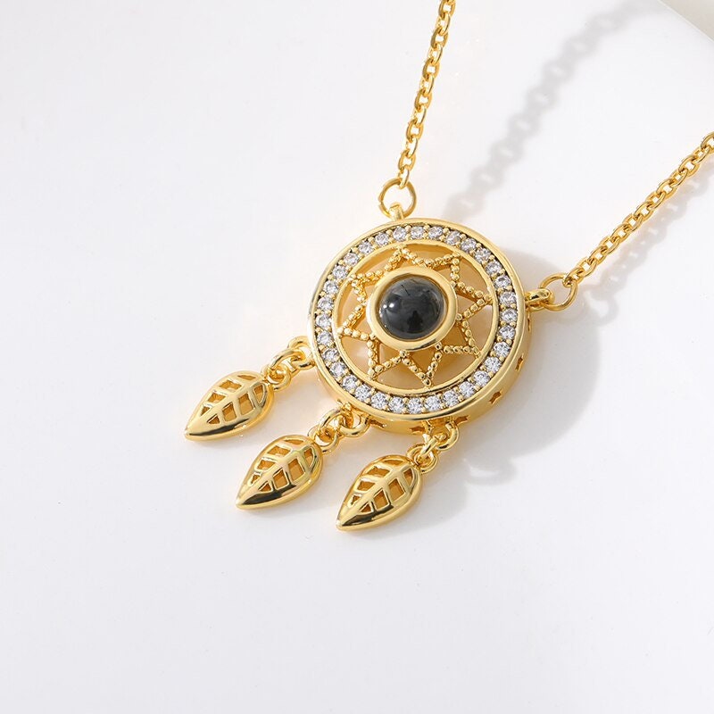 Dreamcatcher Pendant, Dreamcatcher Charm, 18K Gold Dreamcatcher Necklace, Astral Fashion Necklace for Women, Gift for Her