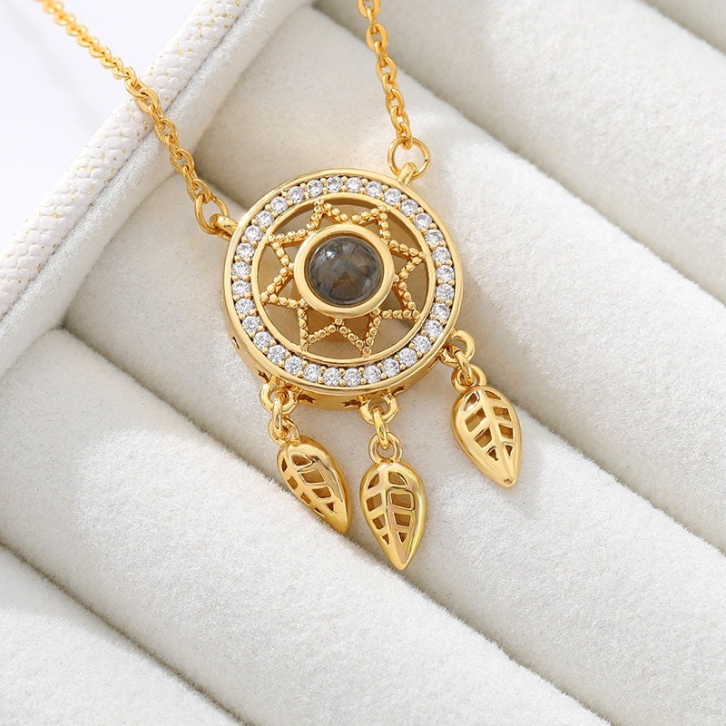 Dreamcatcher Pendant, Dreamcatcher Charm, 18K Gold Dreamcatcher Necklace, Astral Fashion Necklace for Women, Gift for Her