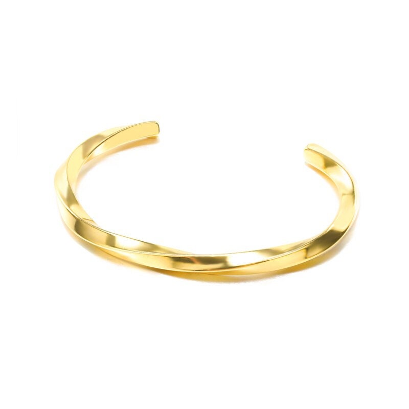 Dainty Twist Bangle, Minimalistic Twisted Bangle, 18K Gold Twist Bracelet, Dainty Fashion Bracelet for Women, Gift for Her