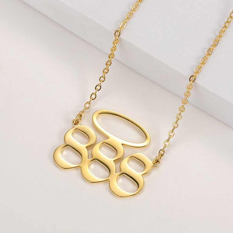 Angel Number Pendant, Angel Number Charm, 18K Gold Angel Number Necklace, Angel Halo Fashion Necklace for Women, Gift for Her