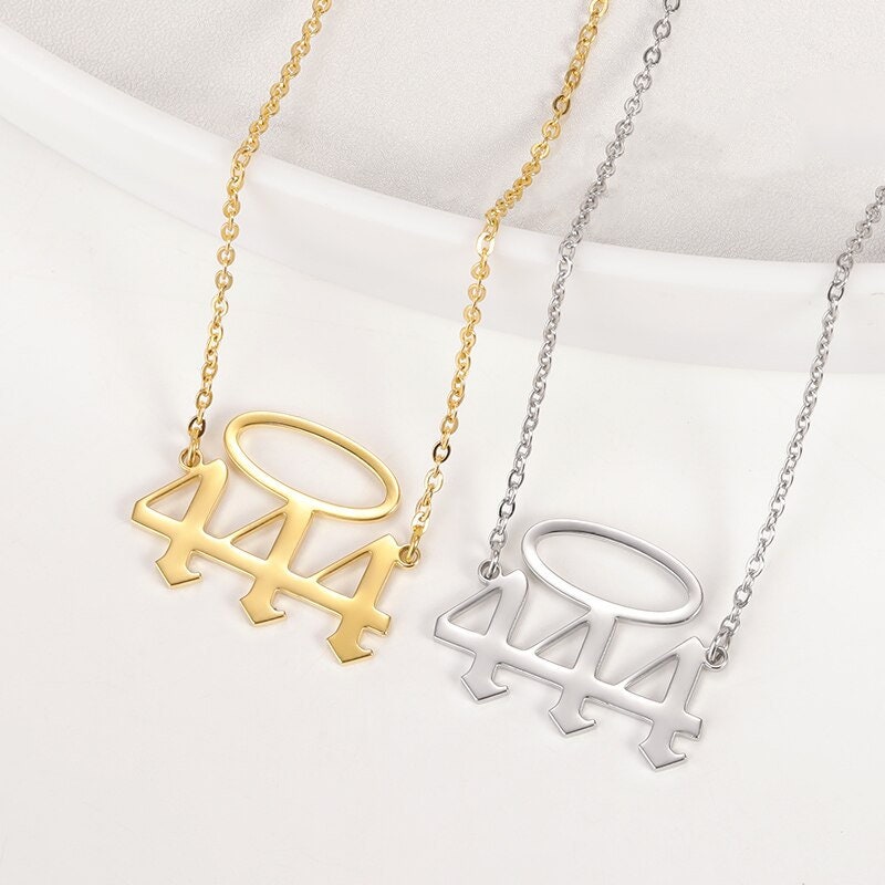Angel Number Pendant, Angel Number Charm, 18K Gold Angel Number Necklace, Angel Halo Fashion Necklace for Women, Gift for Her