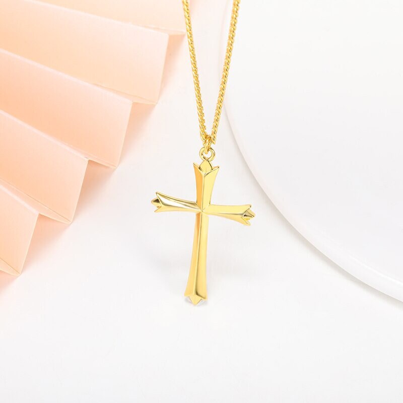 Gothic Jesus Necklace, Gothic Cross Necklace, Christian Cross Necklace, 18K Gold Cross Necklace, Gothic Cross Fashion Necklace for Women