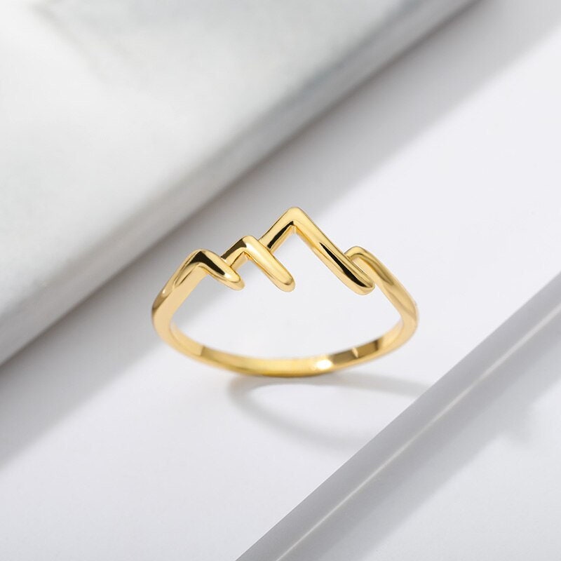 Dainty Mountain Ring, Snow Mountain Ring, 18K Gold Mountain Ring, Snow Mountain Fashion Ring for Women, Gift for Her