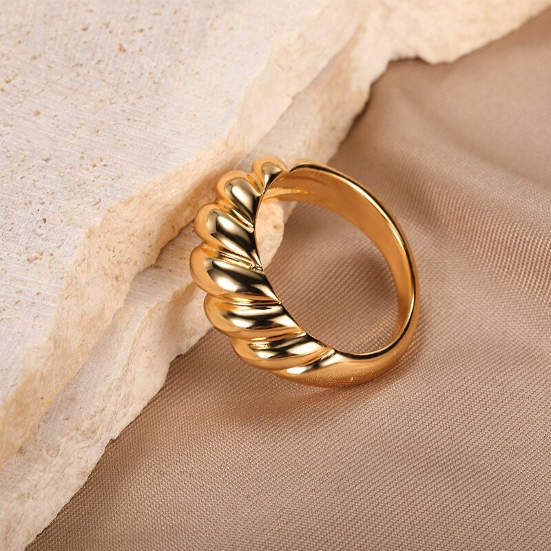 Twisted Braid Ring, 18K Gold Braid Ring, Punk Fashion Twist Ring for Women, Gift for Her