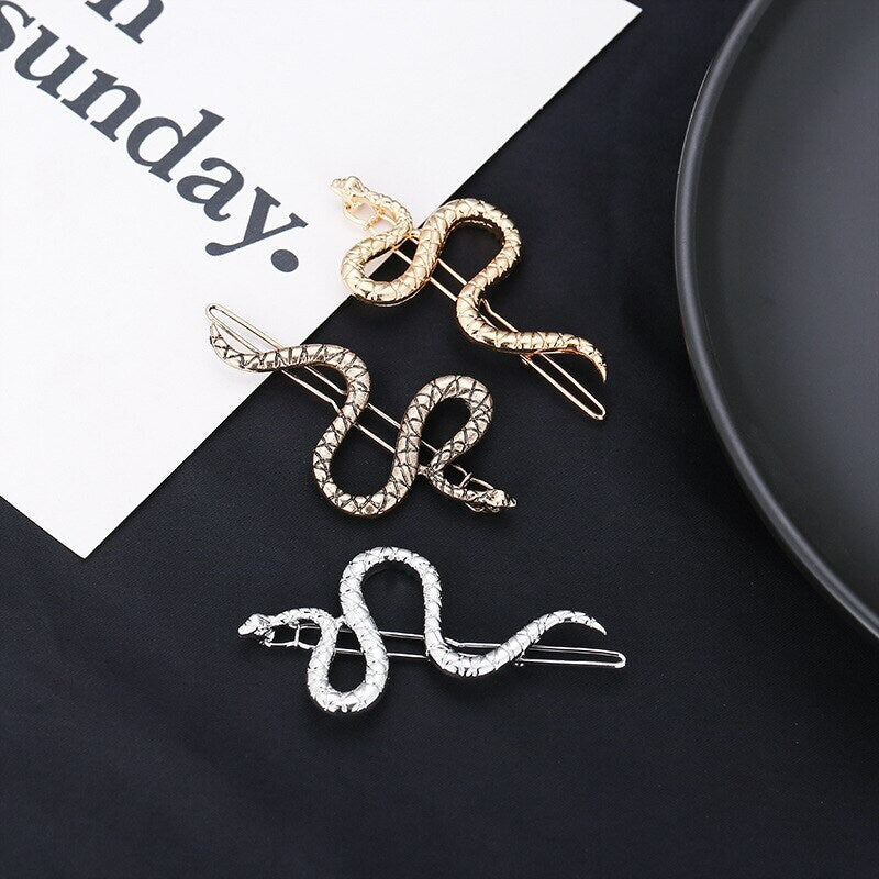 Punk Snake Hair Pin, 18K Gold Snake Pin, Punk Fashion Hair Pin for Women, Gift for Her
