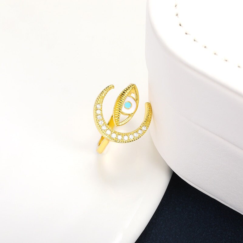 Gothic Moon Ring, Gothic Tarot Moon Ring, Gold Moon Ring, Celestial Moon Fashion Ring for Women, Gift for Her
