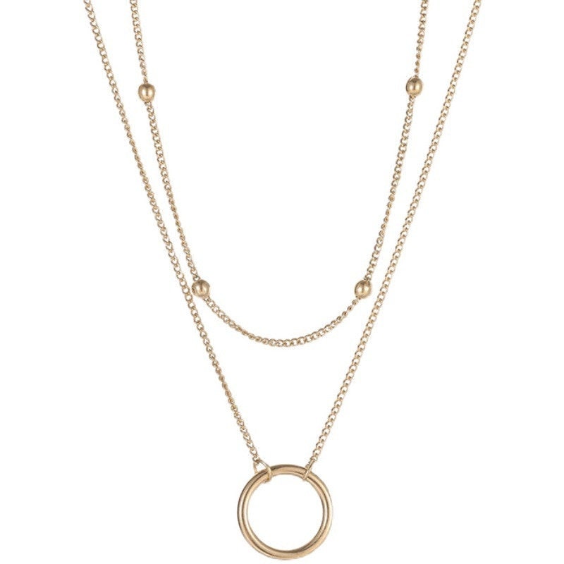 Dainty Layer Necklace, 18K Gold Layer Ring Necklace, 18K Gold Bead Layer Necklace, Dainty Party Fashion Necklace for Women, Gift for Her