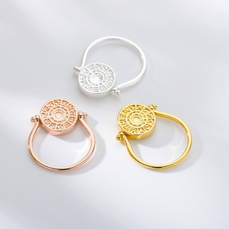 Horoscope Ring, 18K Gold Horoscope Ring, Rotatable Ring, Constellation Ring, Constellation Fashion Ring for Women, Gift for Her