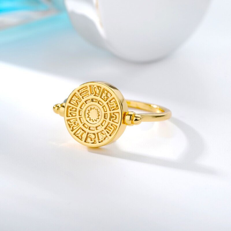 Horoscope Ring, 18K Gold Horoscope Ring, Rotatable Ring, Constellation Ring, Constellation Fashion Ring for Women, Gift for Her