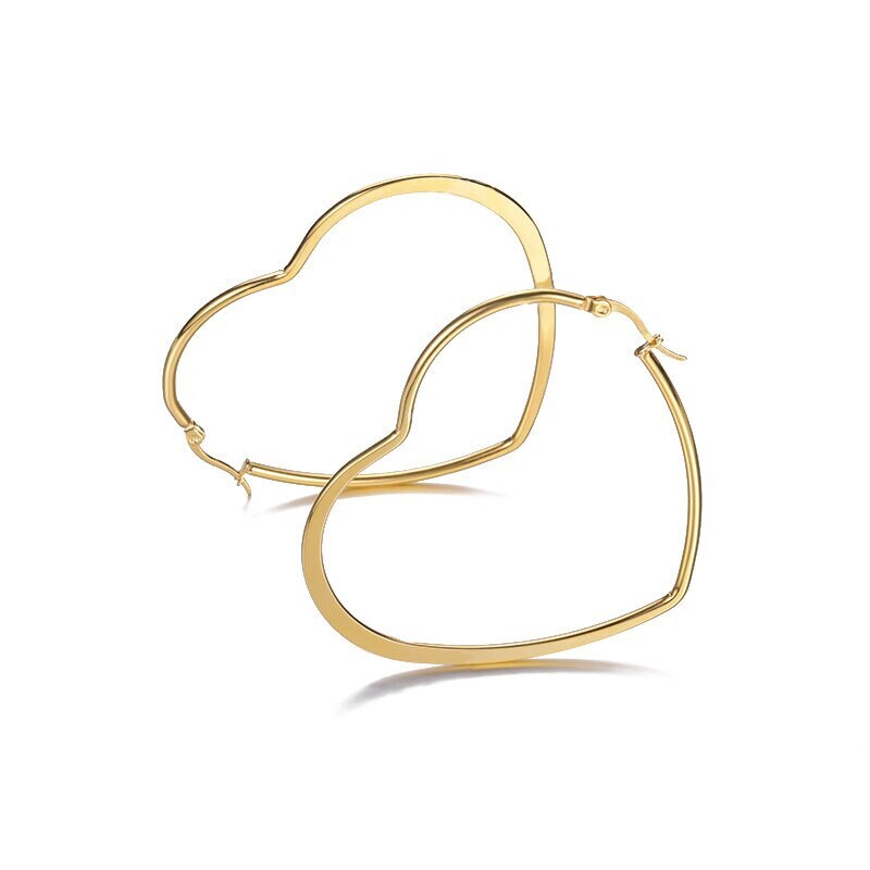 Big Heart Hoop Earrings, 18K Gold Hoop Earrings, Gold Heart Hoops, Heart Fashion Hoop Earrings for Women, Gift for Her