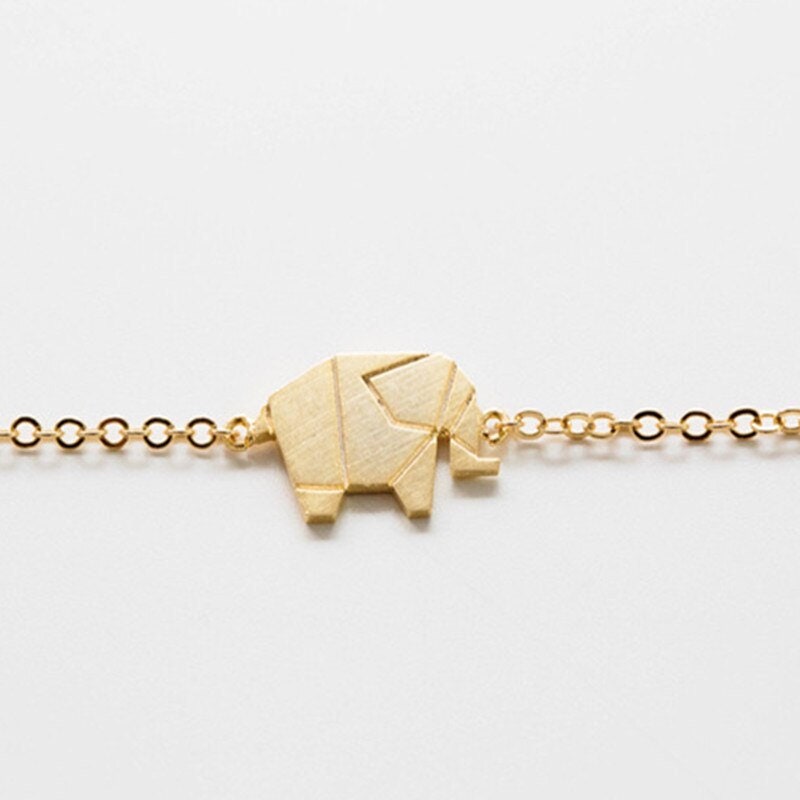 Cute Origami Bracelet, Cute Elephant Bracelet, 18K Gold Elephant Bracelet, Dainty Elephant Bracelet for Women, Gift for Her