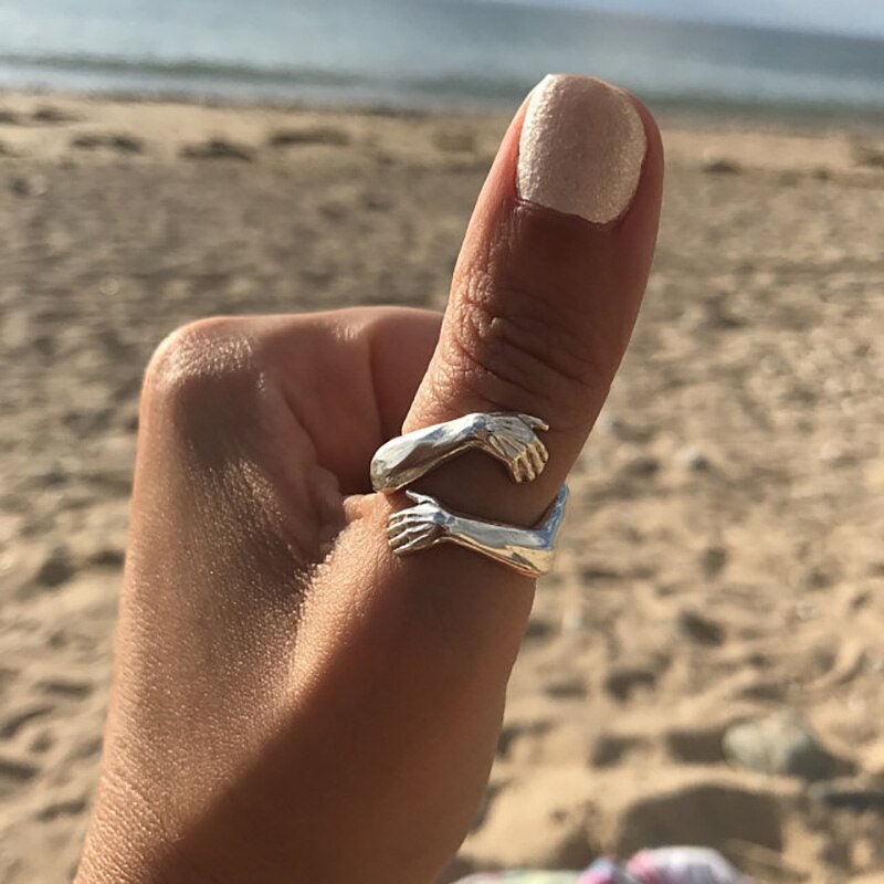 Punk Hands Wrap Hug , 18K Gold Gothic Statement Ring, Dainty Minimalist Accessories, Delicate Handmade Jewelry for Women, Gift for Her