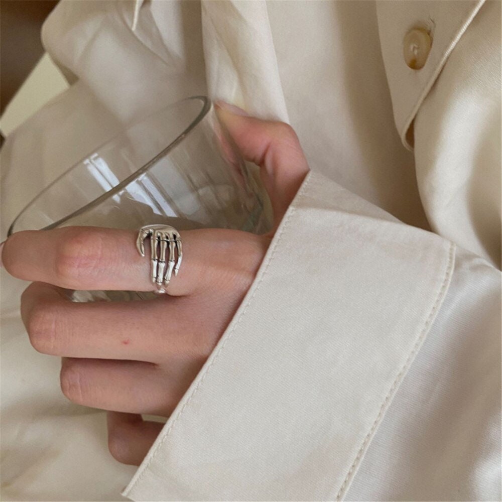 Gothic Skeleton Ring, Gothic Bones Ring, Punk Skeleton Hands Ring, Punk Bones Ring, Punk Fashion Ring for Women, Gift for Her