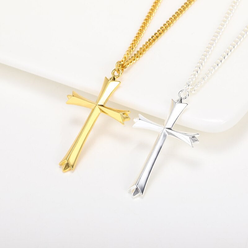 Gothic Jesus Necklace, Gothic Cross Necklace, Christian Cross Necklace, 18K Gold Cross Necklace, Gothic Cross Fashion Necklace for Women