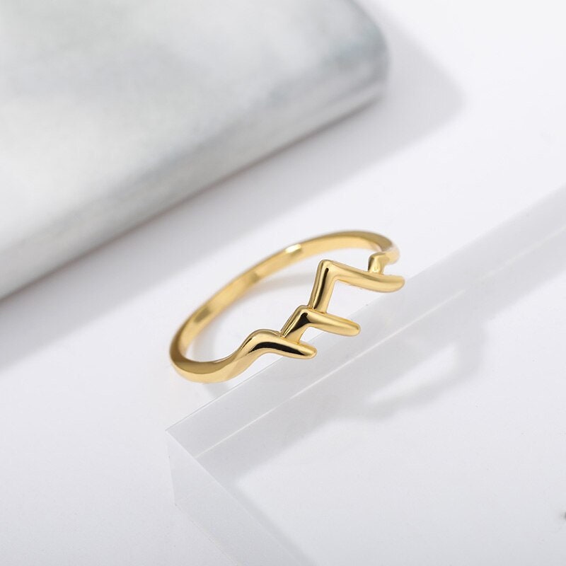 Dainty Mountain Ring, Snow Mountain Ring, 18K Gold Mountain Ring, Snow Mountain Fashion Ring for Women, Gift for Her