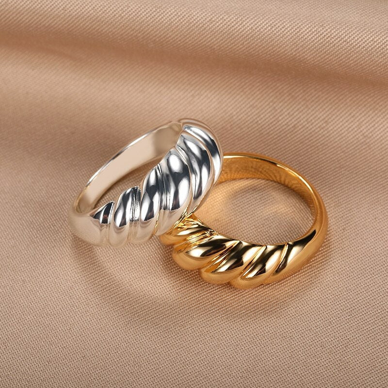 Twisted Braid Ring, 18K Gold Braid Ring, Punk Fashion Twist Ring for Women, Gift for Her